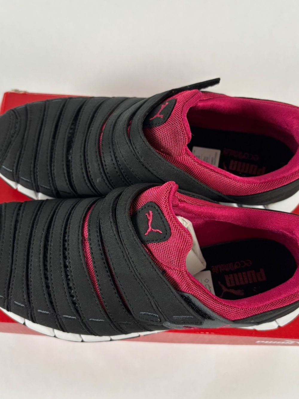 PUMA Women's Black & Burgundy Athletic Slip-On Sneakers - Picture 3 of 12